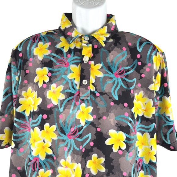 Sunday Swagger Polo Shirt Mens XL Floral Short Sleeve Golf Stretch‎ TP-3404 - Picture 3 of 8